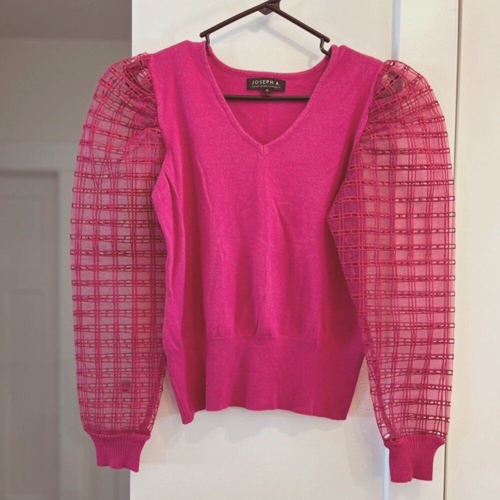 Women's Joseph A. puffy sheer long sleeve blouse.